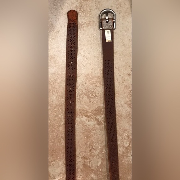 2 American Eagle Leather Belts: Brown Braided Belt (30) & Silver Skinny Belt (S) - Picture 10 of 13